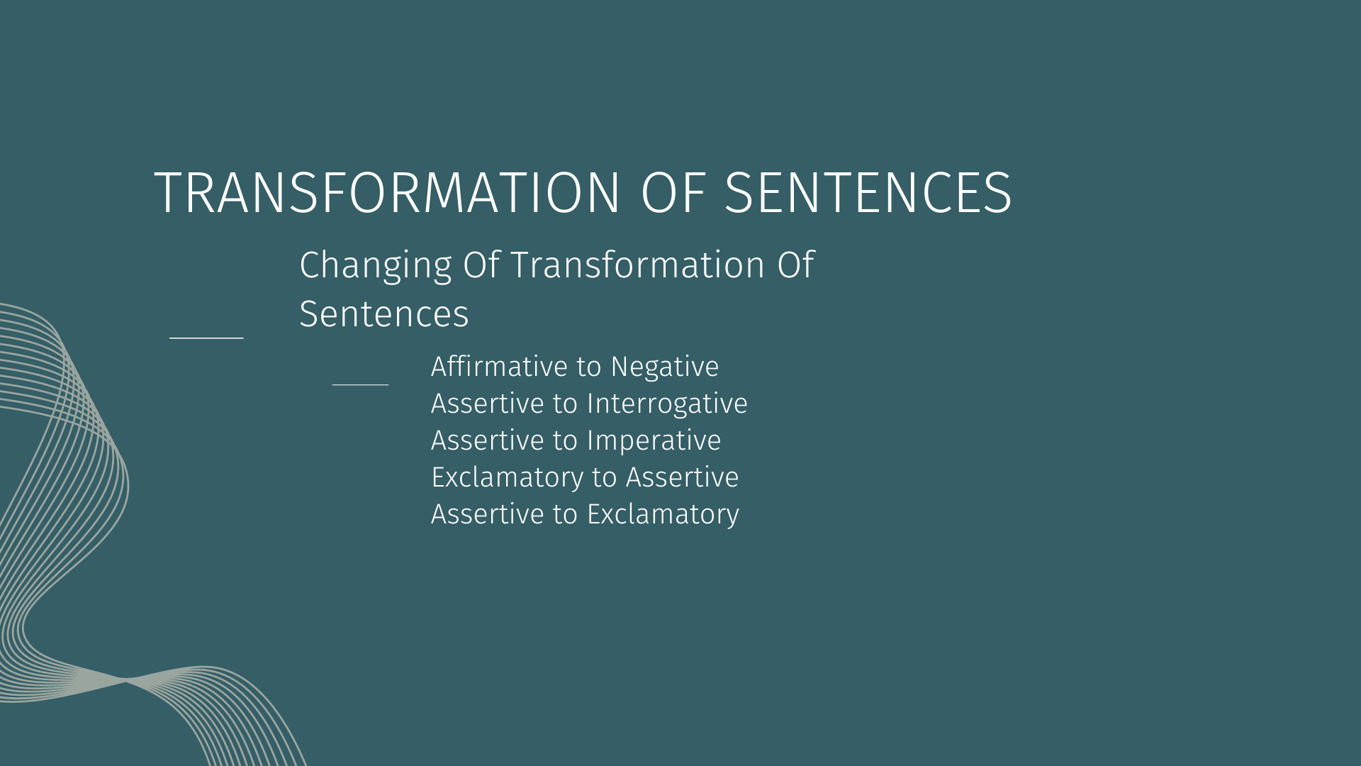Transformation Of Sentences English Grammar
